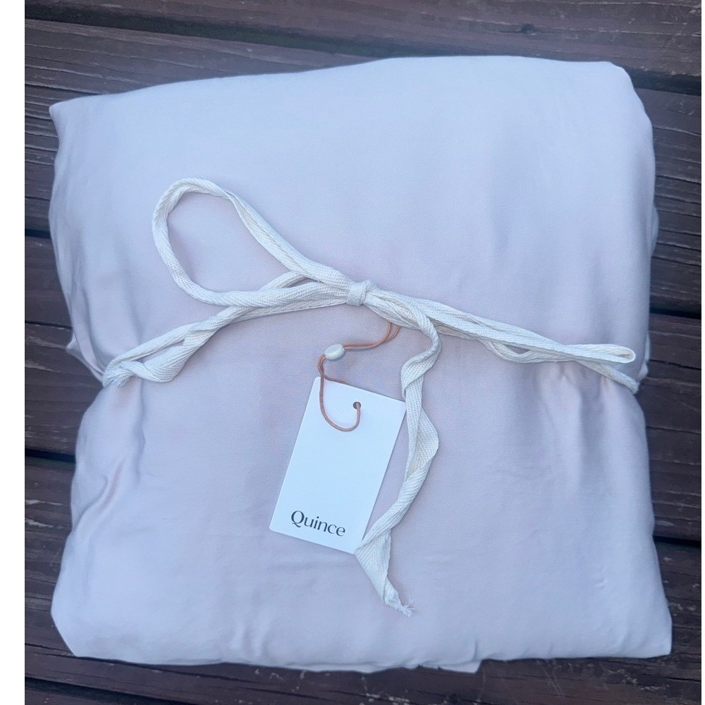 Quince Bamboo Duvet Cover Full Queen Soft Blush Pink Sustainable Bedding NWT